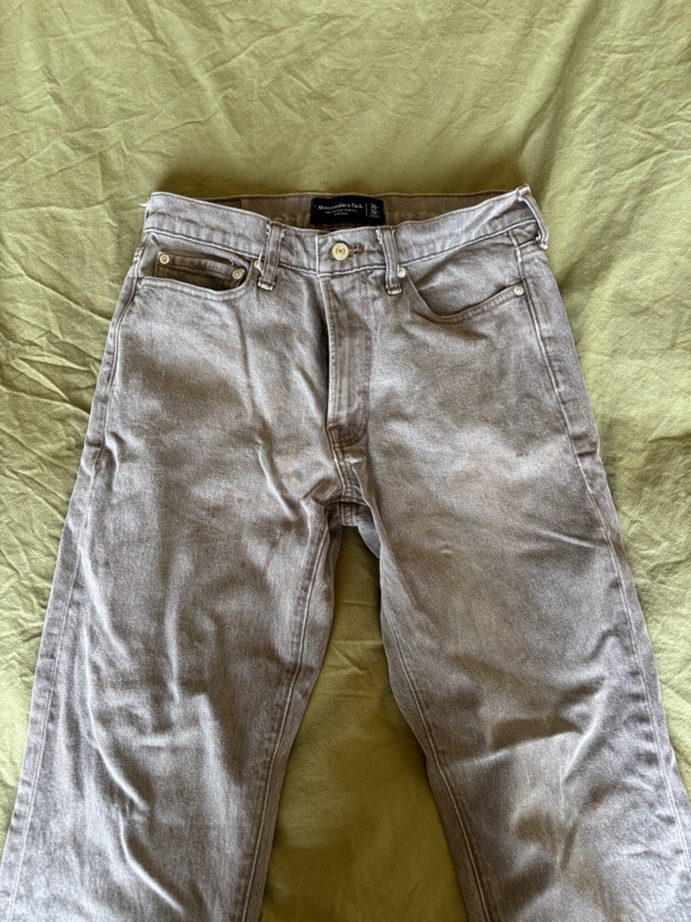 Men's Brown Abercrombie and Fitch Vintage Stretch Straight Jeans